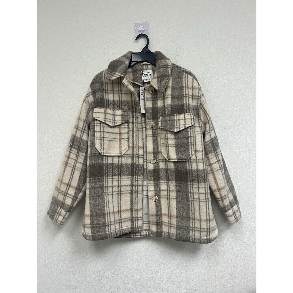 Zara Overshirt Jacket Plaid Buttons Flap Pockets Collar Size XS Ref 3811/040/450